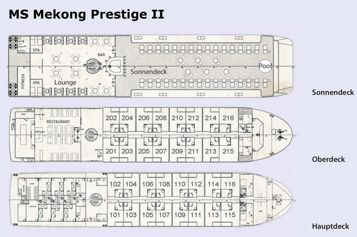 MS Mekong Prestige II Deckplan