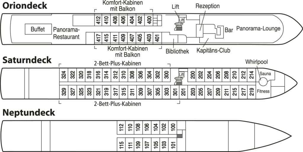 MS Rhein Prinzessin Deckplan