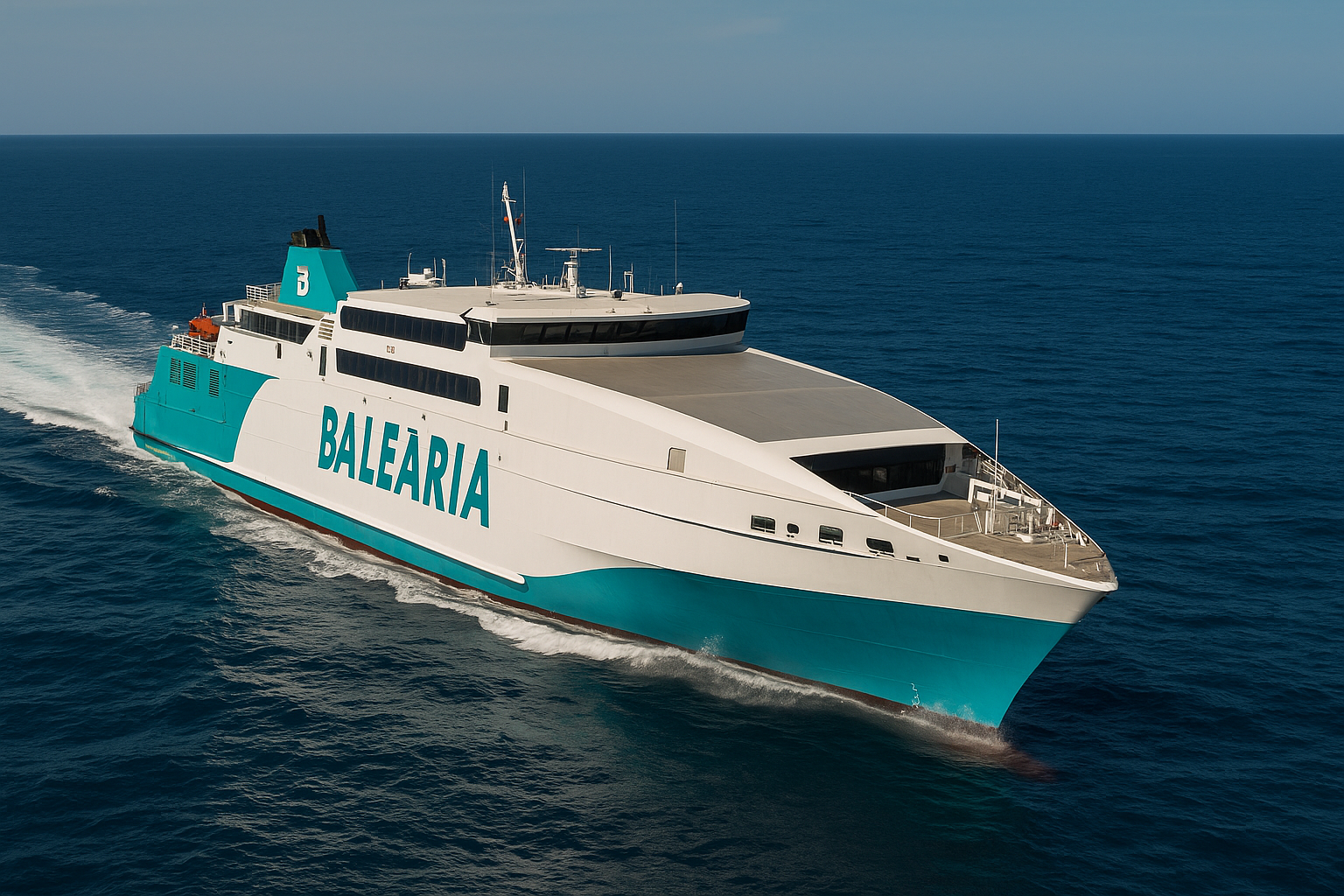 Balearia Caribbean Schnellfähre auf dem Weg von Fort Lauderdale nach Freeport bei sonnigem Wetter