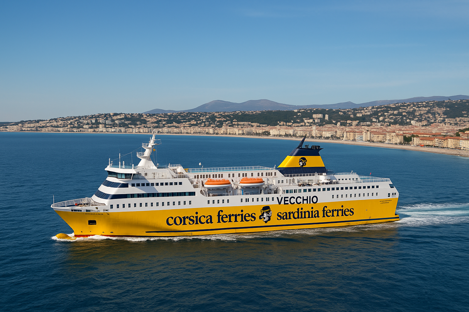 fähre von nizza nach porto-vecchio auf dem mittelmeer